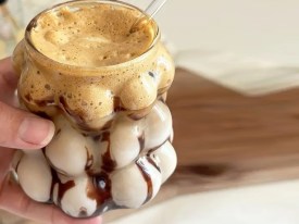 Vaso vidrio irregular burbujas 